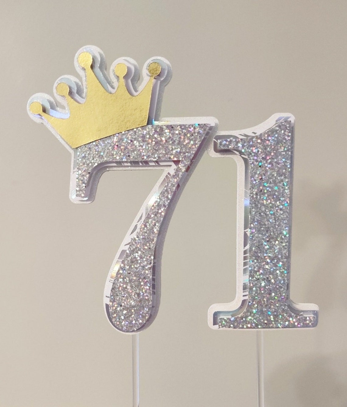 Crown Number Birthday Party Cake Topper, Glitter Number Cake Topper ...