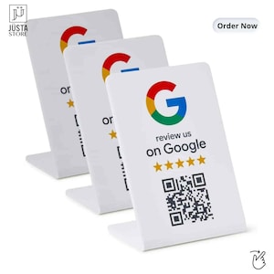 カスタム QR コード Google レビュー サイン: アクリル ビジネス マーケティング (2.75 x 4 インチ)