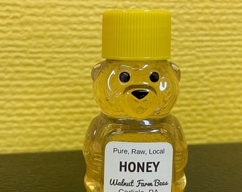 Honey Bear Mini Favors - Pure, Raw, Pennsylvania Spring Wildflower Honey - 2 oz plastic