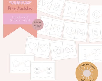 Banner de Boas-Vindas | Banner de Boas-Vindas para Colorir | Placa de Boas-Vindas Personalizada | Banner com Mensagem Personalizada