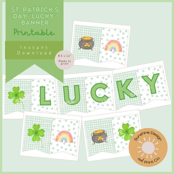 St. Patrick's Day Garland Printable | St. Patrick's Day Banner | LUCKY Garland | St. Patrick's Day Decor | LUCKY Printable Garland