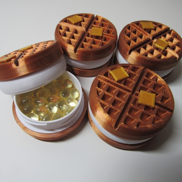 Waffle Pill Container, Pill Case, Jewelry Container