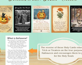 Trunk or Treat Holy Cards for Catholic Halloween | Retro Vintage Holy Card | Christian Halloween Holy Cards for Trunk or Treat