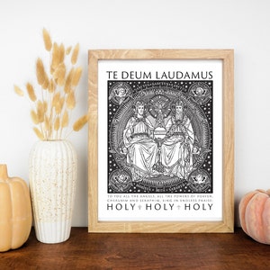 Te Deum Traditional Catholic Line Art | Vintage Catholic Art Print |  Holy Trinity Art Print