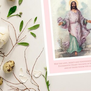 Tarjeta de felicitación católica de Pascua rosa / Tarjeta de felicitación católica vintage / Tarjeta de felicitación cristiana de resurrección para Pascua