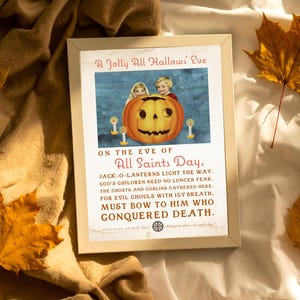 Vintage Catholic Halloween Wall Art Poster for All Hallows’ Eve | Vintage Catholic Art Print | Catholic Halloween Poster