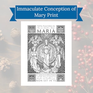 Advent Marian Art Print for the Immaculate Conception of Mary | Catholic Art Print | Latin with English or Spanish Translation