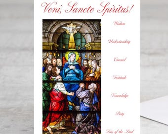 Pentecost Greeting Card | Vintage Catholic Greeting Card | Traditional Catholic Card for Confirmand, RCIA Gift, Sponsor, Sacraments