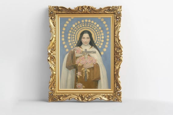 St. Therese of Lisieux Confirmation Gift | Vintage Catholic Wall Art | St. Therese Print for Confirmation, RCIA, 1st Communion, Sacraments