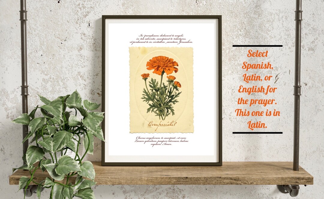 Vintage Marigold Dia De Los Muertos Wall Art Catholic Art Print All ...