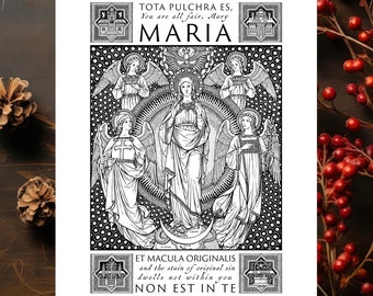 Virgin Mary Wall Decor Art for the Immaculate Conception| Catholic Art Print | Virgin Mary Art Print