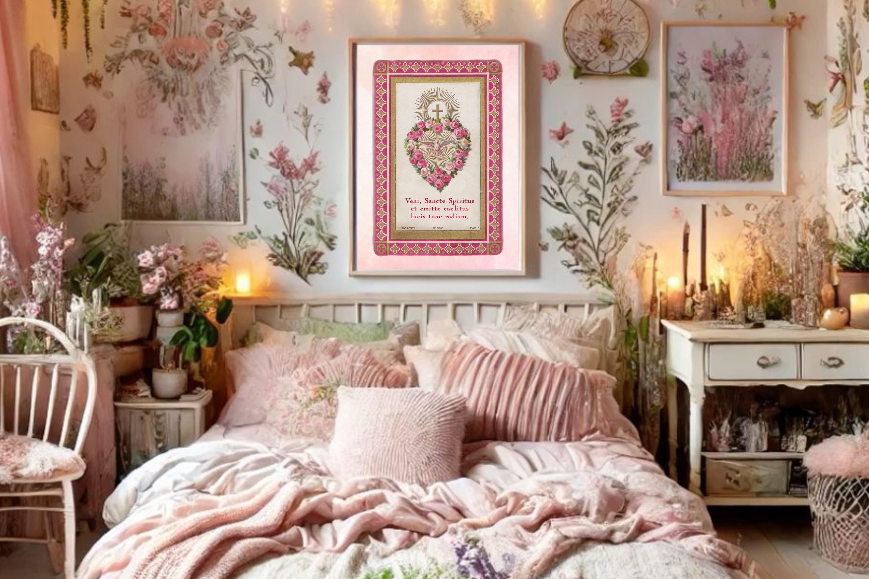 Catholic Girl Bedroom Decor Poster | Vintage Catholic Art Print ...