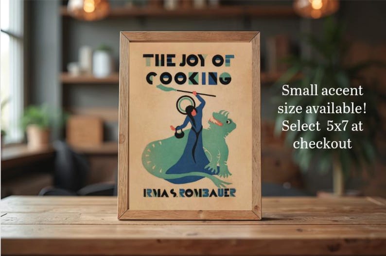 Vintage art print of Saint Martha slaying a dragon from the 1931 Joy of Cooking first edition cover. Small accent size available. Select 5x7 at checkout.