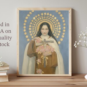 Vintage painting of St. Thérèse. Printed in the USA on high quality card stock