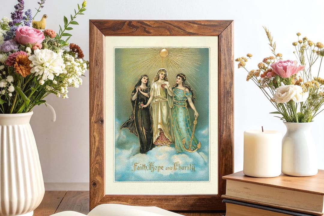 Faith Hope Charity Catholic Art Print | Confirmation Gifts for Catholic ...