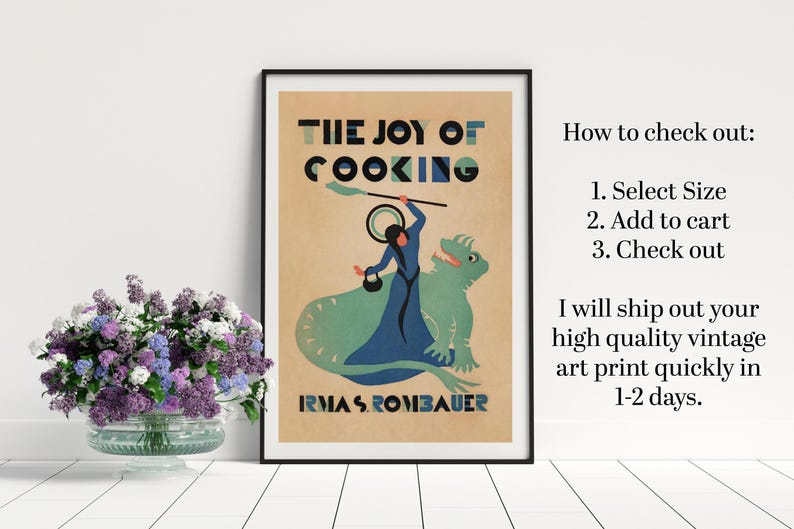 Vintage art print of Saint Martha slaying a dragon from the 1931 Joy of Cooking first edition cover