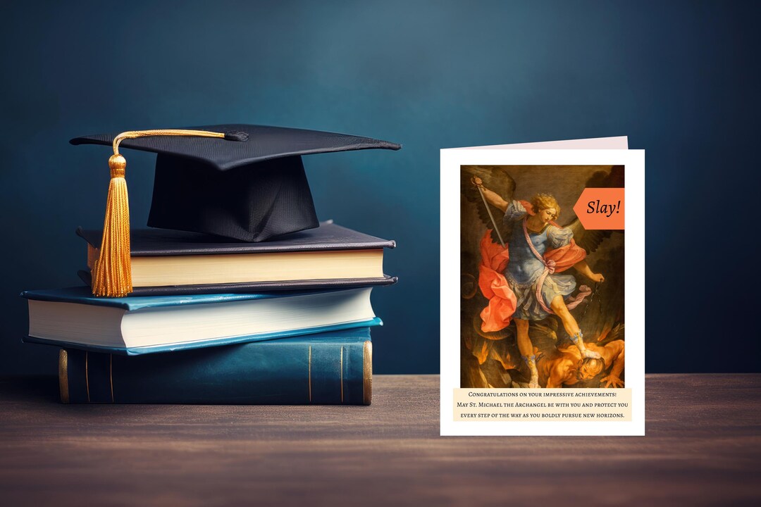 Funny Catholic Graduation Card With St. Michael the Archangel | Vintage ...