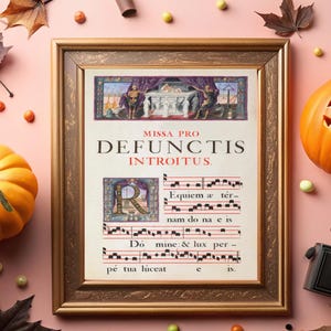 Gregorian Chant Requiem Aeternum Art Print | Catholic Art Print | Traditional Catholic Art for All Souls Day; Catholic Halloween