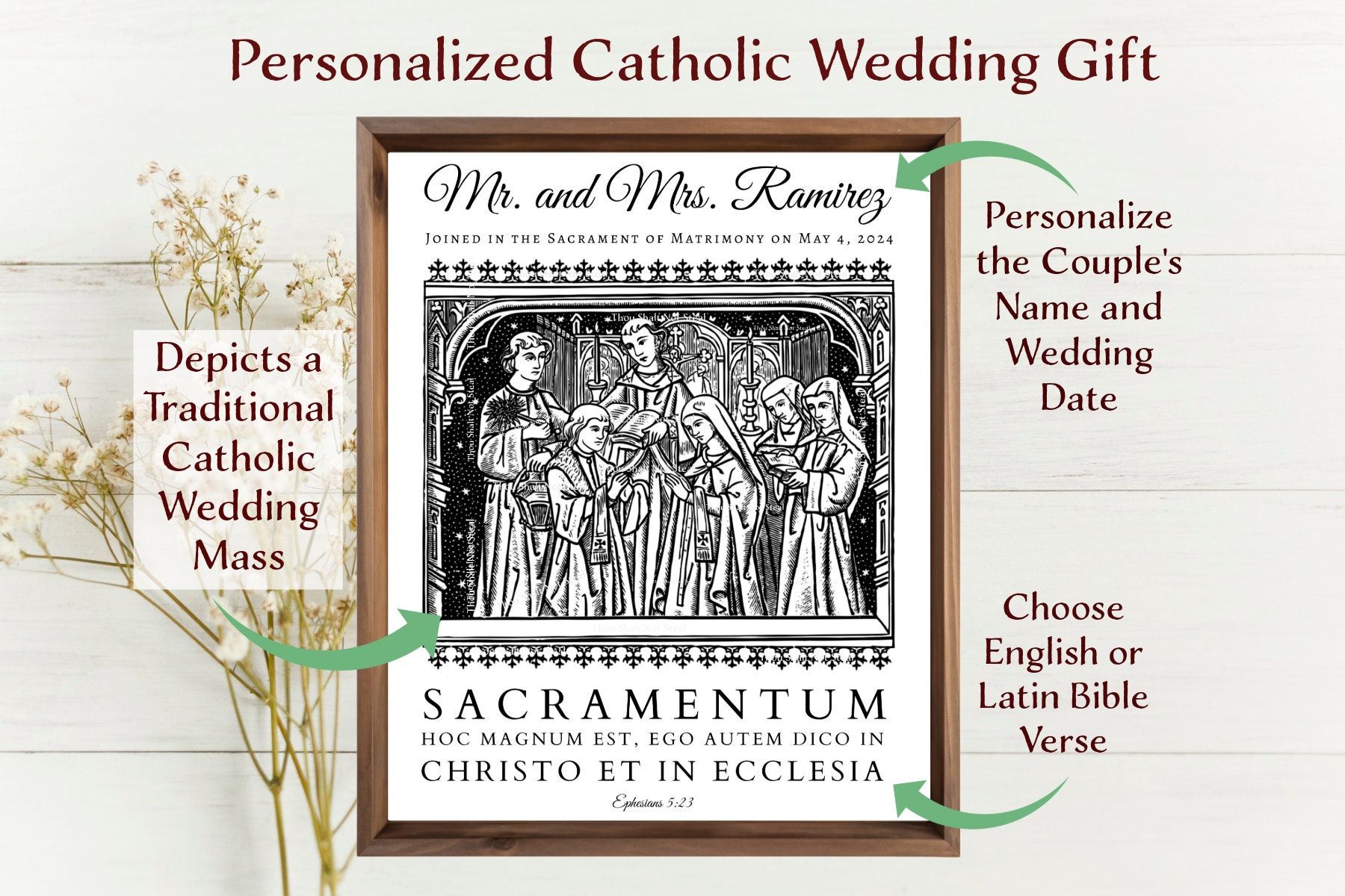 Personalized Catholic Anniversary Gift | Vintage Catholic Art Print ...