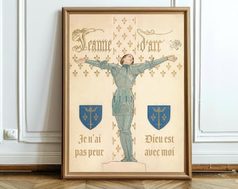 Französisch St. Jeanne d'Arc katholisch Konfirmation Geschenk | Katholische Kunstdruck | St. Jeanne d'Arc Wandbild, Konfirmation Geschenk oder Hausaltar