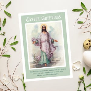 Katholische Grußkarte | Vintage katholische Grußkarte | Christliche Auferstehung Grußkarte für Ostern