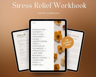 Stress Relief Workbook Printable: Anxiety & Overthinking Mindfulness Journal, Mental Health Workbook PDF, Self Care Digital Download