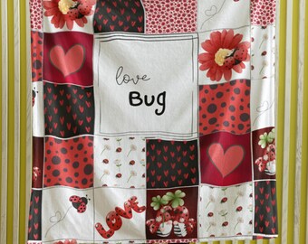 Manta personalizada de joaninha para bebê/criança, manta de lã vermelha para bebê menina, manta para berçário com tema de joaninha, presente para chá de bebê