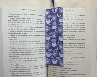 Lofi Inspired Cozy Purple Laminated Bookmark with Tassel