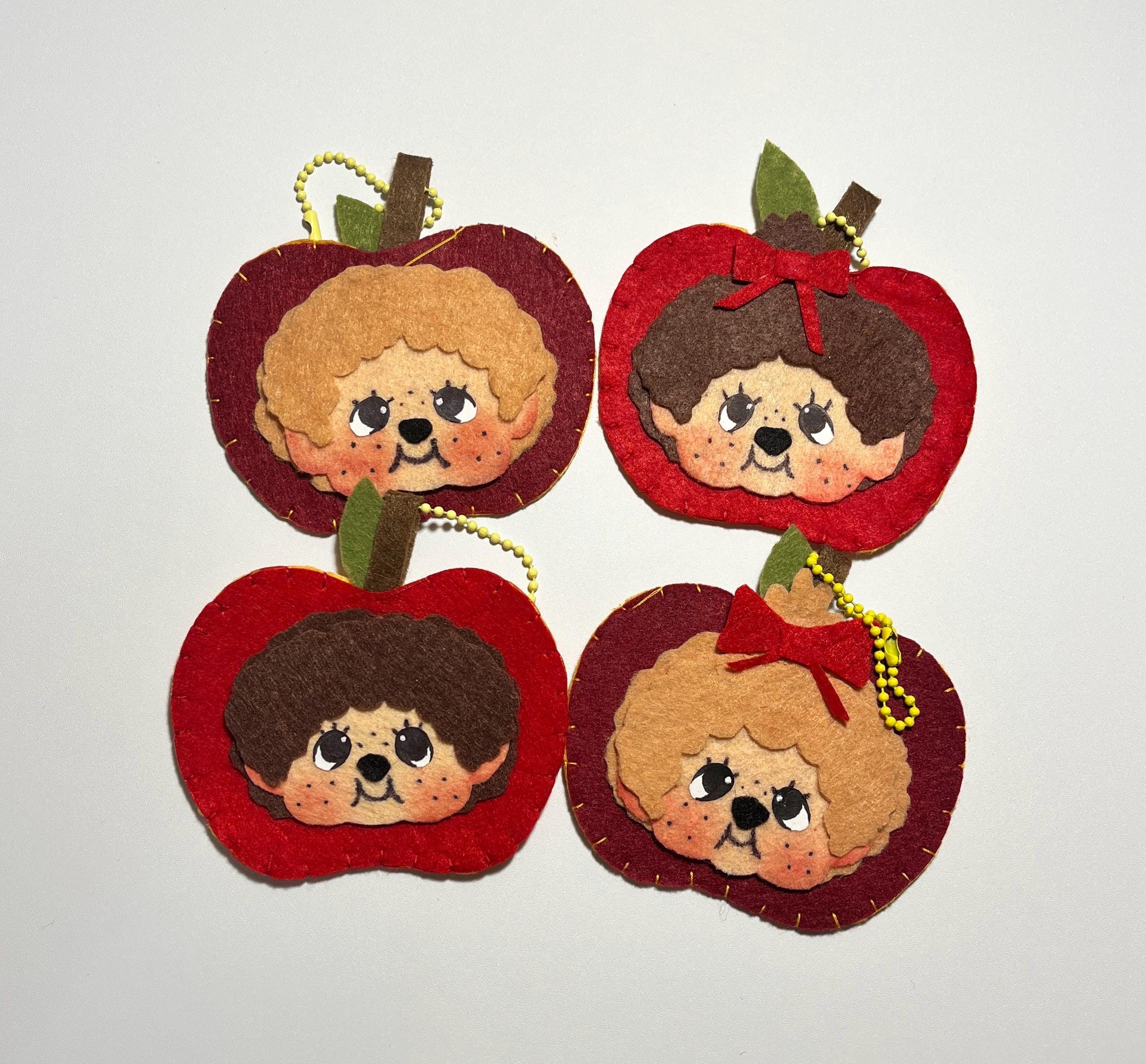 Cute Handmade Monchhichi inspired apple keychains - charms - bag charms - accessories - gift