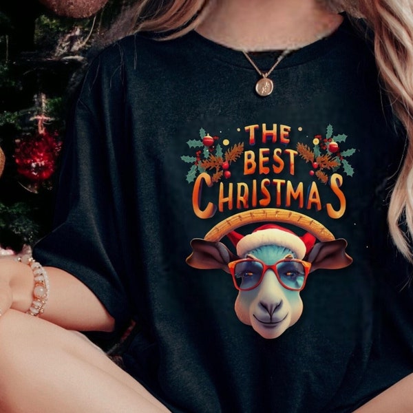 Goat Lover Gifts at Christmas,, Goat Christmas T-shirt, Christmas Goat T-shirt, Farm Animal Christmas Shirt, Funny Farmer Christmas Shirt,