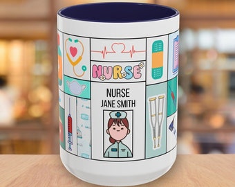 Personalized Nurse Mug Custom Name RN Gift Nursing Student Graduation Mug Healthcare Worker Appreciation Gift Funny Medical Mug