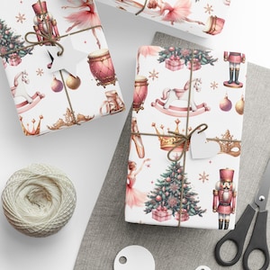 Delicate Nutcracker Gift Wrap, Elegant Christmas Wrapping Paper, Holiday Gift Wrap, Custom Nutcracker Design, Christmas Gift Stationery