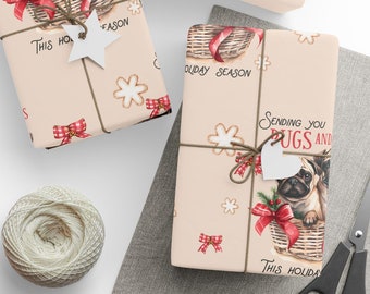 Personalized Pug Dog Gift Wrap, Cute Pug Wrapping Paper, Dog Lover Gift Wrap, Pug Themed Christmas Paper, Custom Dog Wrapping Paper,