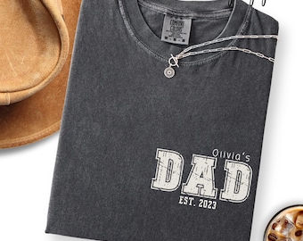Comfort Colors® Custom Dad Shirt With Kid Name, Father's Day Gift, New Dad Shirt, Est Year Dad Tee, Christmas Gift For Dad Or Grandpa