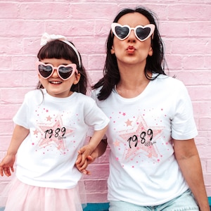 Personalized Swiftie Mom and Daughter Concert T-Shirt, Ideal Gift for Music Lovers, Taylor Swiftie Kids&#39; Shirt, Eras Tour Matching T-Shirt