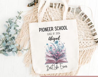 Personalized Pioneer School tote bag, JW gift bag,Best Life Ever floral book tote,2026 pioneer graduation gift, custom JW pioneer school bag
