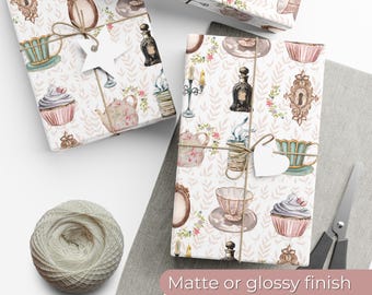 Alice In Wonderland Wrapping Paper, Whimsical Gift Wrap, Vintage Tea Party Gift Wrap, Fairytale Birthday Gift, Book Theme Present Wrap