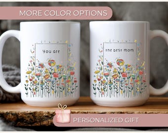 Custom Floral Mom Mug Personalized Botanical Mug with Name Mothers Day Gift for Mom Flower Coffee Cup Custom Mom Gift Aesthetic Mug