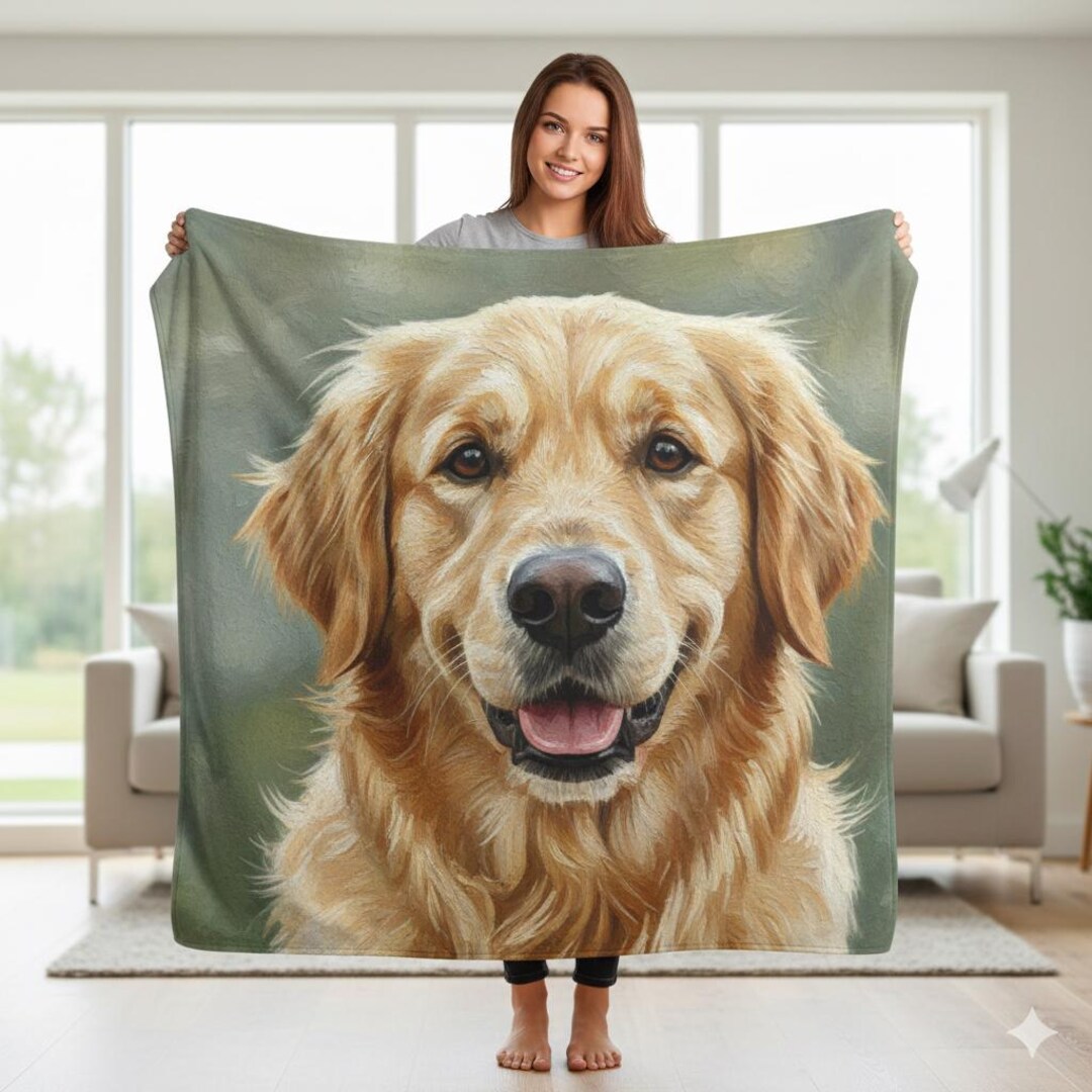 Custom Dog Photo Blanket Personalized Pet Portrait Blanket,dog Lover ...