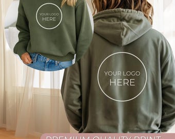 Bluza z kapturem z nadrukiem z przodu i z tyłu, Bluza z logo firmowym, Odzież firmowa, Spersonalizowany gadżet firmowy, Upominek dla małych firm