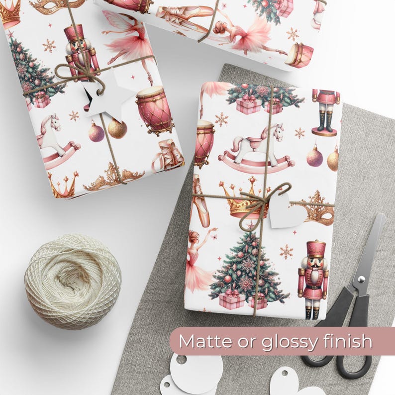 Nutcracker Wrapping Paper – Vintage Christmas Gift Wrap, Elegant Holiday Nutcracker Gift Wrap, Custom Christmas Wrapping Paper image 1