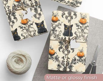 Black Cat Wrapping Paper, Halloween Gift Wrap For Cat Lovers, Gothic Animal Print Tissue Paper Sheets, Pet Lover Birthday Gift Wrap