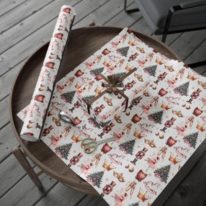 Delicate Nutcracker Gift Wrap, Elegant Christmas Wrapping Paper, Holiday Gift Wrap, Custom Nutcracker Design, Christmas Gift Stationery