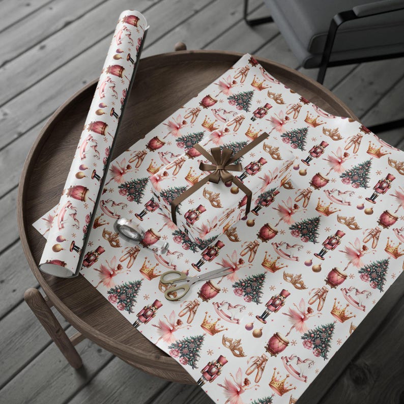Delicate Nutcracker Gift Wrap, Elegant Christmas Wrapping Paper, Holiday Gift Wrap, Custom Nutcracker Design, Christmas Gift Stationery