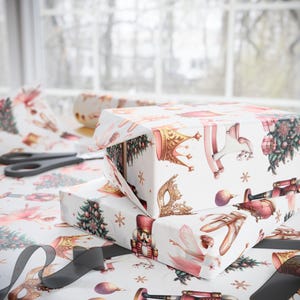 Delicate Nutcracker Gift Wrap, Elegant Christmas Wrapping Paper, Holiday Gift Wrap, Custom Nutcracker Design, Christmas Gift Stationery
