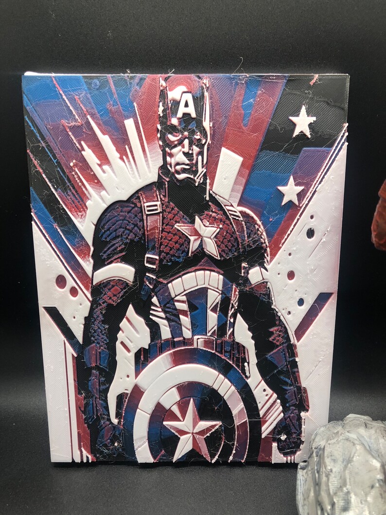 3d Printed Captain America Wall Art - Etsy