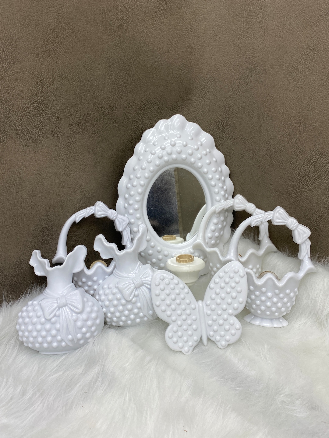 Vintage Homco Hobnail Wall Decor Set Etsy