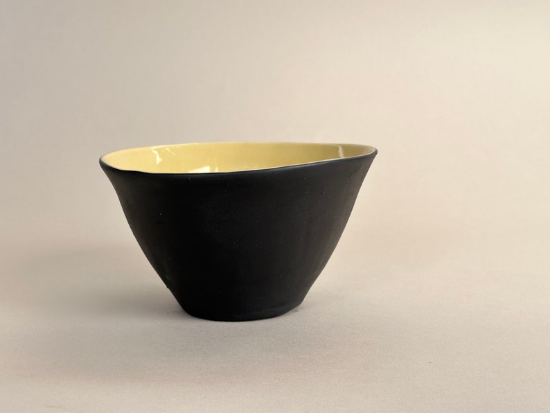 Handmade Triangle Bowl Unique Porcelain Ceramic Tableware Yellow