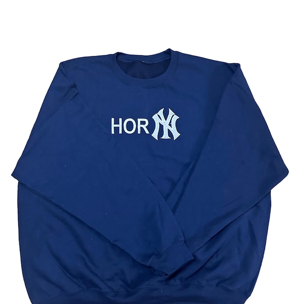 horNY New York Embroidered Crewneck Sweatshirt Gift for Him and her funny NY sweater