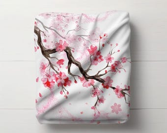 Cherry Blossom Velvet Throw Blanket, Floral Home Decor,Mothers Day